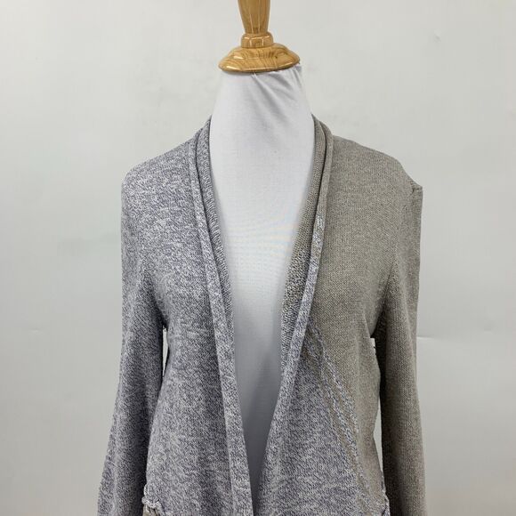 Nic + Zoe Open Front Cardigan Sweater Womens S Small Braided Trim Colorblock - Picture 4 of 11